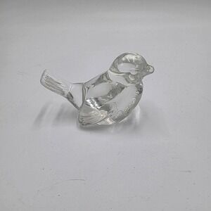 Fenton Clear Glass Bird Figurine Paperweight Vintage Art Glass Collectible